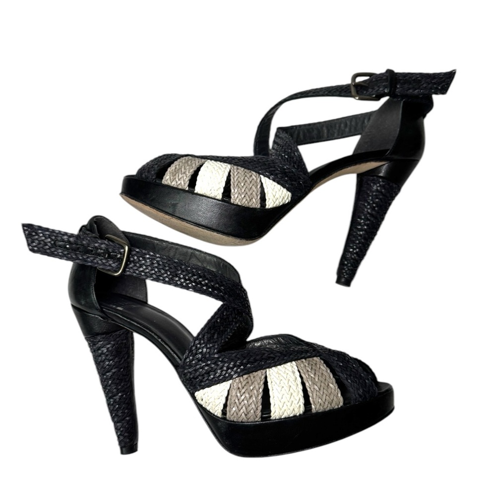 Stuart Weitzman heels braided tri-color leather US 7.5 or 10